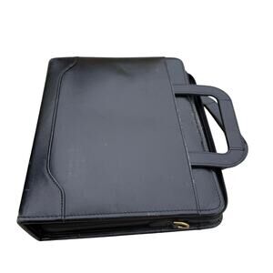 Vintage Franklin Quest Black Leather 7-ring Planner Binder Organizer Small USA